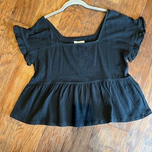 Knit Lightspun Ruffle-Hem Top NWT